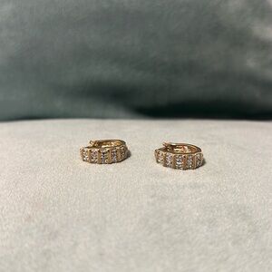 Sterling silver, gold plated cubic zirconia Hoop Earrings